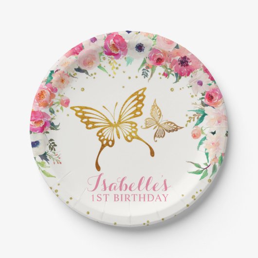 Gold Butterfly Flower Paper Bord (Voorkant)