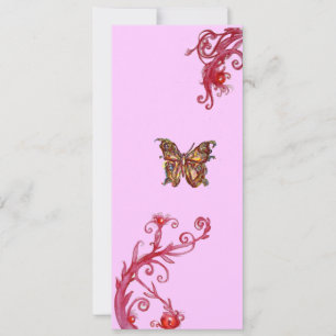 GOLD BUTTERFLY, heldere rode roze violet bloeit Kaart