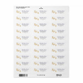 Gold Butterfly Navy Blue Return Label (Full Sheet)