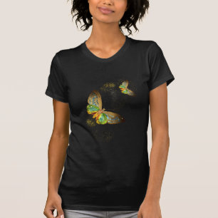 *~* Gold Butterfly op Gold Glitter Gold Dust Black T-shirt
