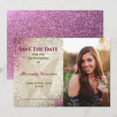 Gold Butterfly Quinceañera Save The Date (Voorkant / Achterkant)