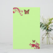 GOLD BUTTERFLY, rood roze groen Briefpapier (Staand voorkant)