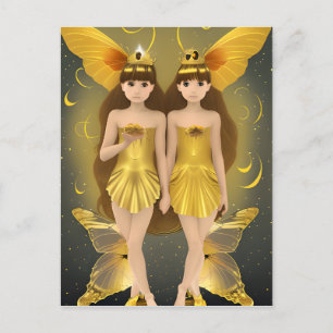 Gold Butterfly Twins Briefkaart