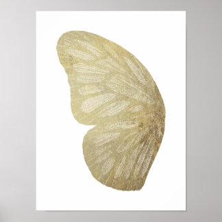 Gold Butterfly Wing Illustration Poster