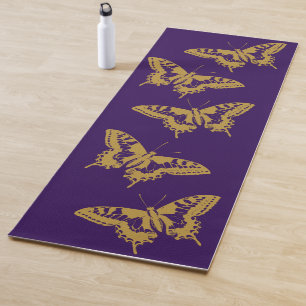 Gold Butterfly Yoga Pose Pilates oefent Paars uit Yogamat