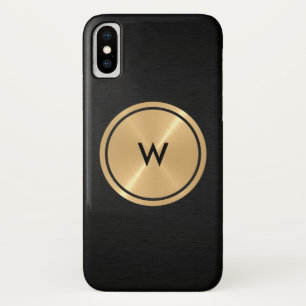 Gold Button en zwart roestvrij staal iPhone X Hoesje