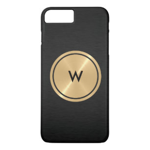 Gold Button en zwart roestvrij staal iPhone 8 Plus / 7 Plus Hoesje