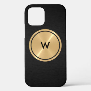 Gold Button en zwart roestvrij staal iPhone 12 Pro Hoesje