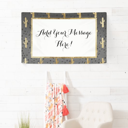 Gold Cactus op gradiënt moderne grafische geo-drie Spandoek (Insitu)