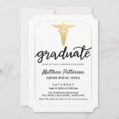 Gold Caduceus-Afstuderen script | Gold Chevron Kaart (Voorkant)
