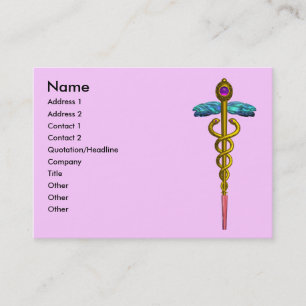 GOLD CADUCEUS, DOCTOR, MEDISCHE DIENST, Roze Paars Visitekaartje