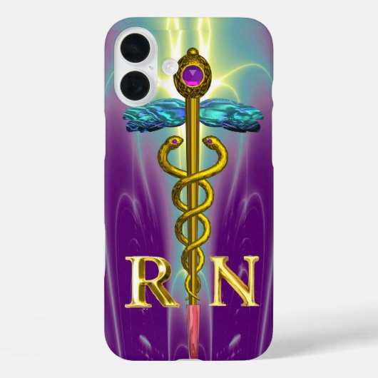 GOLD CADUCEUS GEREGISTREERD NURSE SYMBOL Blue Paar Case-Mate iPhone Case (Achterkant)