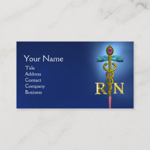 GOLD CADUCEUS GEREGISTREERD NURSE SYMBOL Blue Visitekaartje