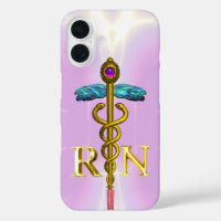 GOLD CADUCEUS GEREGISTREERD NURSE SYMBOL lichtroze