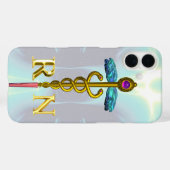 GOLD CADUCEUS GEREGISTREERD NURSE SYMBOL Light Blu Case-Mate iPhone Case (Achterkant (horizontaal))