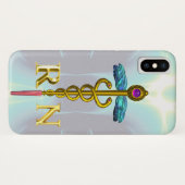 GOLD CADUCEUS GEREGISTREERD NURSE SYMBOL Light Blu Case-Mate iPhone Case (Achterkant (horizontaal))