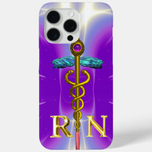 GOLD CADUCEUS GEREGISTREERD NURSE SYMBOL Paars iPhone 15 Pro Max Hoesje