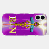 GOLD CADUCEUS GEREGISTREERD NURSE SYMBOL Pink Fuch Case-Mate iPhone Case (Achterkant (horizontaal))