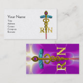 GOLD CADUCEUS GEREGISTREERD NURSE SYMBOL roze Fuch Visitekaartje (Voorkant / Achterkant)
