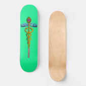 GOLD CADUCEUS, groen Skateboard (Voorkant)