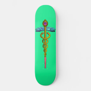 GOLD CADUCEUS, groen Skateboard