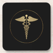 Gold Caduceus Logo Beverage Coaster Bier Onderzetter (Voorkant)
