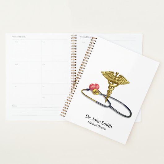 Gold Caduceus & Medical Stethoscope with Heart (Devant avec enveloppe)