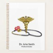 Gold Caduceus & Medical Stethoscope with Heart (Devant)