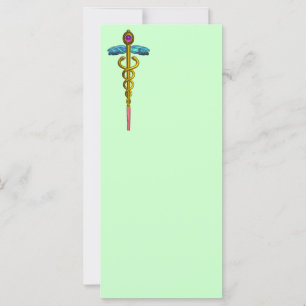 GOLD CADUCEUS Medical Symbool Paars Groen Violet