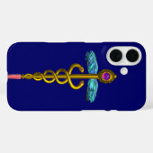 GOLD CADUCEUS MEDISCH SYMBOOL, blauw Case-Mate iPhone Case (Achterkant (horizontaal))