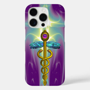 GOLD CADUCEUS MEDISCH SYMBOOL, Blauwgroen Groen Pa iPhone 16 Pro Hoesje