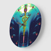 GOLD CADUCEUS MEDISCH SYMBOOL Blue Turquoise Grote Klok (Hoek)