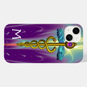 GOLD CADUCEUS MEDISCH SYMBOOL Groene Paarse monogr Case-Mate iPhone Case (Achterkant (horizontaal))