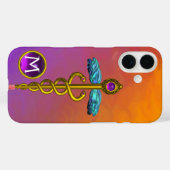 GOLD CADUCEUS MEDISCH SYMBOOL Paars Gem Monogram Case-Mate iPhone Case (Achterkant (horizontaal))
