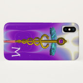 GOLD CADUCEUS MEDISCH SYMBOOL Paars Monogram Case-Mate iPhone Case (Achterkant (horizontaal))