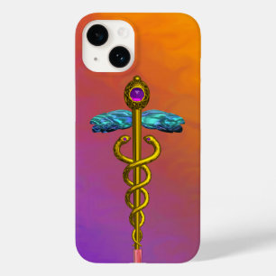 GOLD CADUCEUS MEDISCH SYMBOOL Paars Sinaasappel Ge Case-Mate iPhone 14 Hoesje
