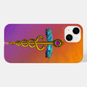 GOLD CADUCEUS MEDISCH SYMBOOL Paars Sinaasappel Ge Case-Mate iPhone Case (Achterkant (horizontaal))