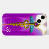 GOLD CADUCEUS MEDISCH SYMBOOL Roze Paars monogram Case-Mate iPhone Case (Achterkant (horizontaal))
