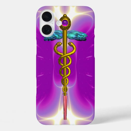 GOLD CADUCEUS MEDISCH SYMBOOL Roze Violet Paars Case-Mate iPhone Case (Achterkant)