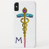 GOLD CADUCEUS MEDISCH SYMBOOL Witte Monogram Case-Mate iPhone Case (Achterkant)