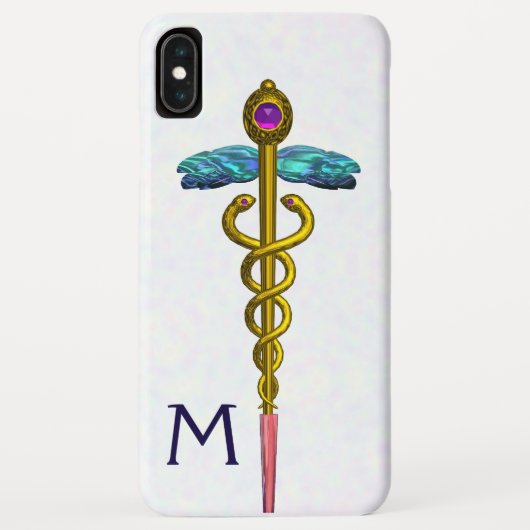 GOLD CADUCEUS MEDISCH SYMBOOL Witte Monogram Case-Mate iPhone Case (Achterkant)