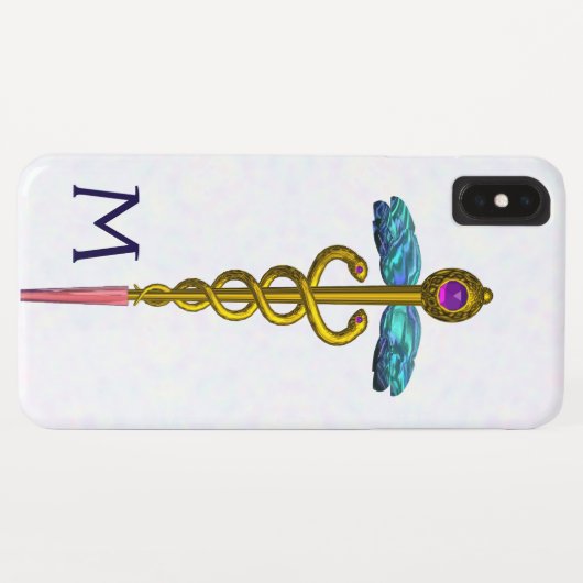 GOLD CADUCEUS MEDISCH SYMBOOL Witte Monogram Case-Mate iPhone Case (Achterkant (horizontaal))