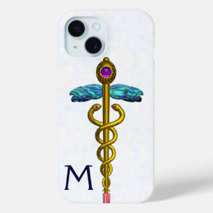GOLD CADUCEUS MEDISCH SYMBOOL Witte Monogram