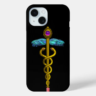 GOLD CADUCEUS MEDISCH SYMBOOL, zwart
