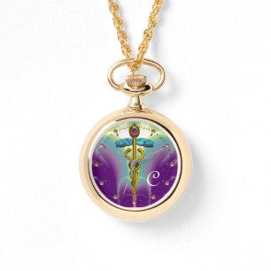 GOLD CADUCEUS MONOGRAM, Paars groen Horloge