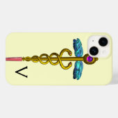 GOLD CADUCEUS MONOGRAM, wit Case-Mate iPhone Case (Achterkant (horizontaal))