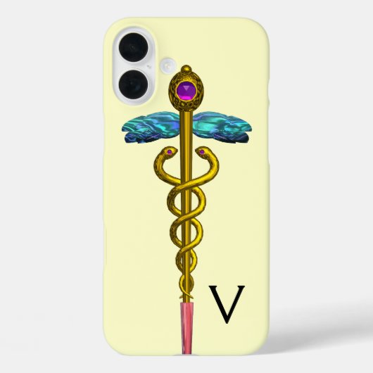 GOLD CADUCEUS MONOGRAM, wit Case-Mate iPhone Case (Achterkant)