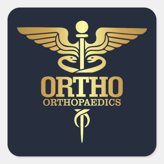Gold Caduceus (ORTHO) Vierkante Sticker (Voorkant)