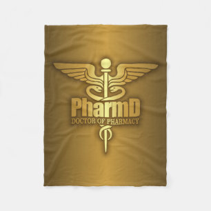 Gold Caduceus (PharmD) Fleece Deken