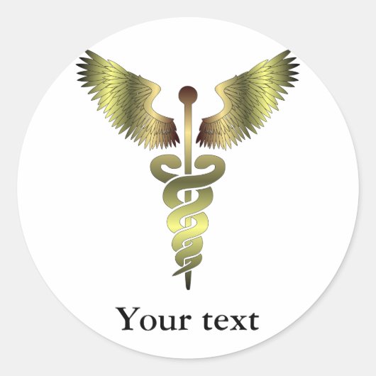 Gold Caduceus-symbool Ronde Sticker (Voorkant)